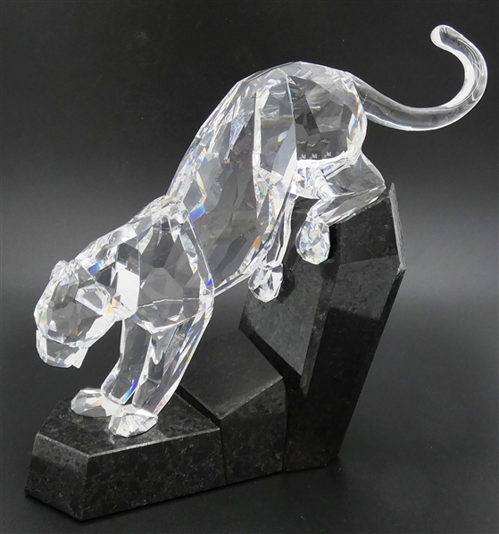 Swarovski Crystal Soulmates Panther on Black Granite