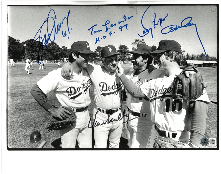 Scully, Lasorda, Garvey, Lopes & Cey Autographed 8x10 1977 Sports Illustrated Photo