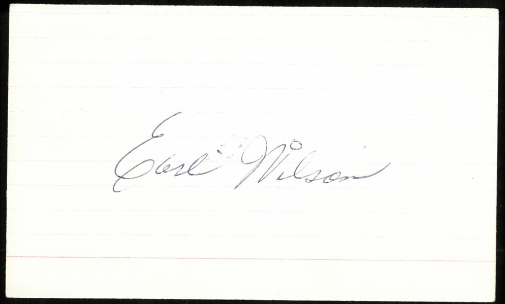 Earl Wilson Autographed 3x5 Index Card