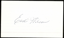 Earl Wilson Autographed 3x5 Index Card