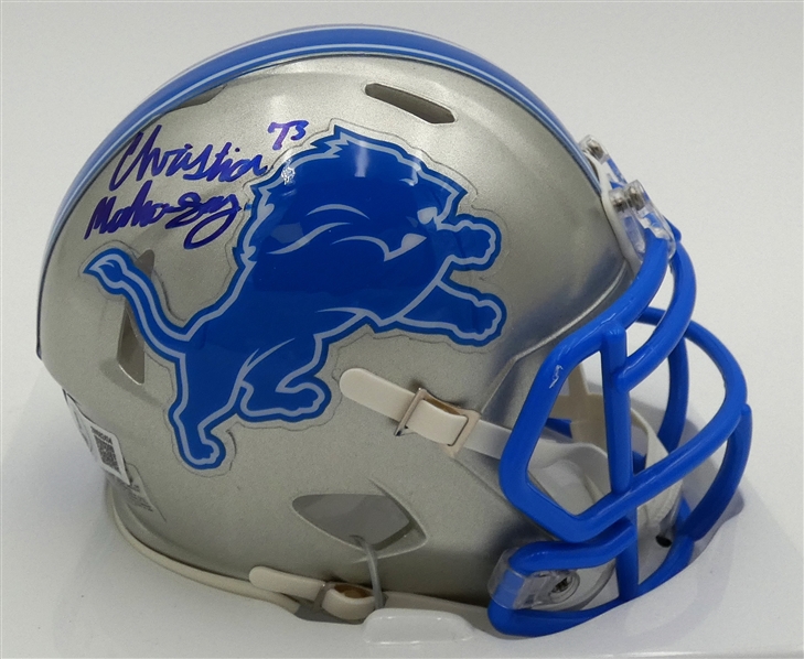 Christian Mahogany Autographed Detroit Lions Mini Helmet