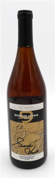 Gordie Howe Autographed Wine Bottle