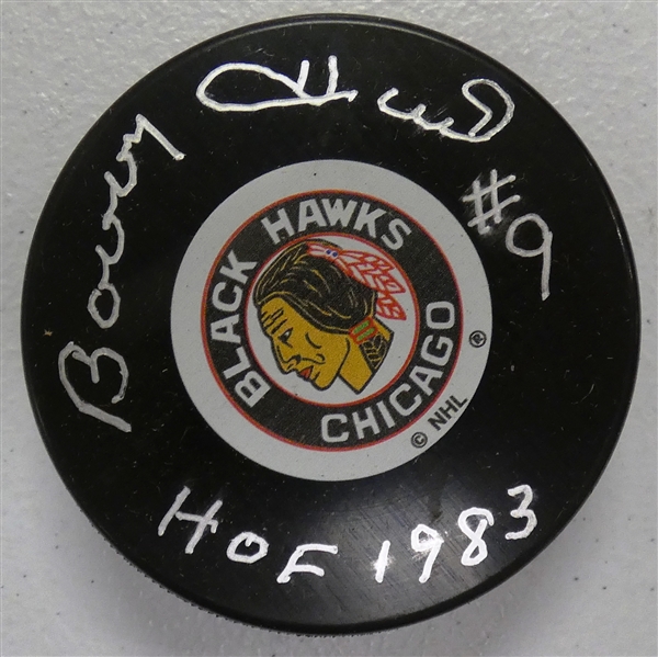 Bobby Hull Autographed Blackhawks Puck w/ HOF