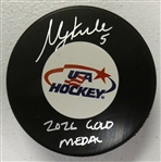 Megan Keller Autographed USA Puck w/ 2026 Gold Medal
