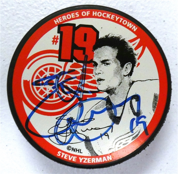 Steve Yzerman Autographed Photo Puck