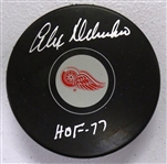 Alex Delvecchio Autographed Red Wings Puck w/ HOF
