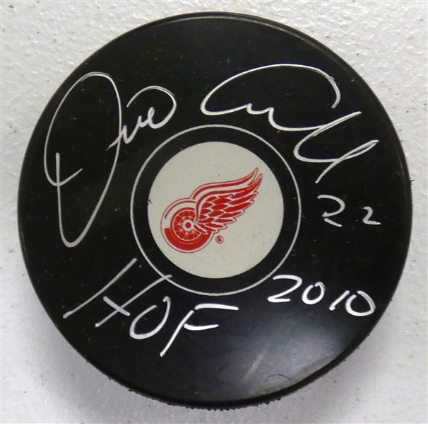 Dino Ciccarelli Autographed Red Wings Puck w/ HOF