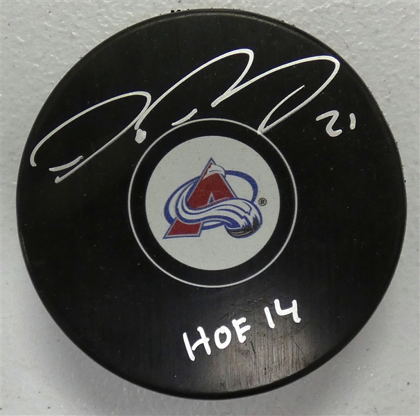 Peter Forsberg Autographed Avalanche Puck w/ HOF