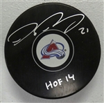 Peter Forsberg Autographed Avalanche Puck w/ HOF