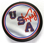 Connor Hellebuyck Autographed USA Puck