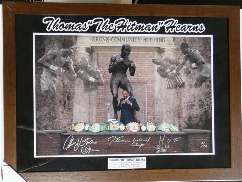 Thomas Hitman Hearns Autographed Framed 20x30 (Pick up Only)
