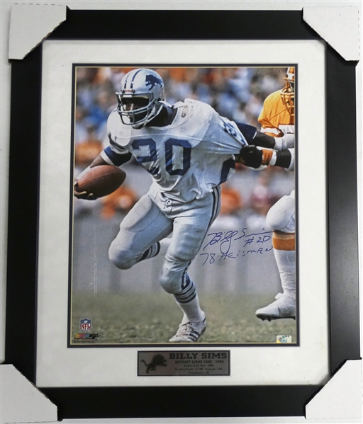 Billy Sims Autographed Framed 16x20