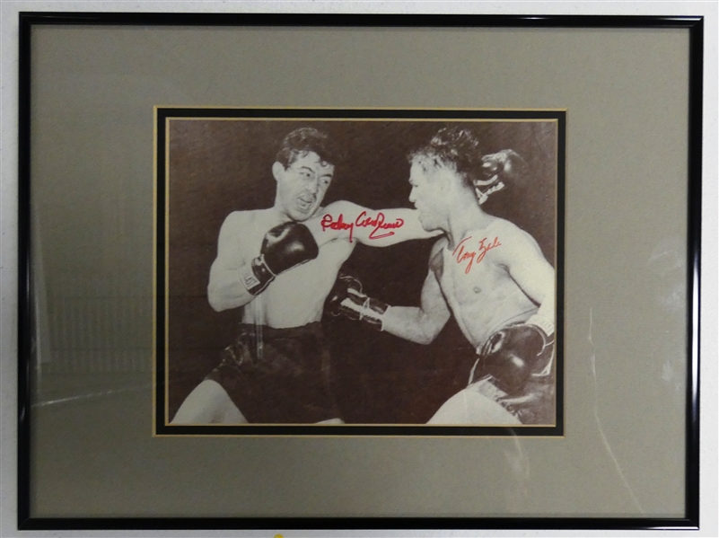 Rocky Graziano & Tony Zale Autographed Framed 8x10