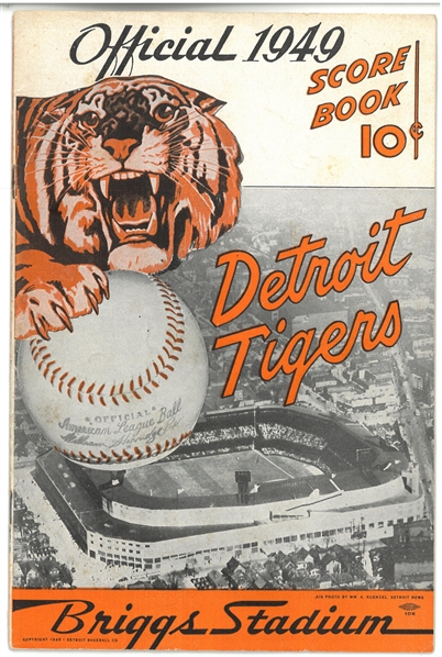 Detroit Tigers 1949 Scorebook 
