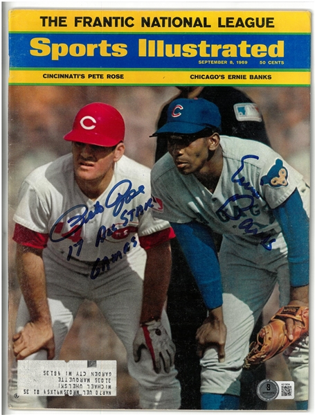 Pete Rose & Ernie Banks Autographed Sports Illustrated