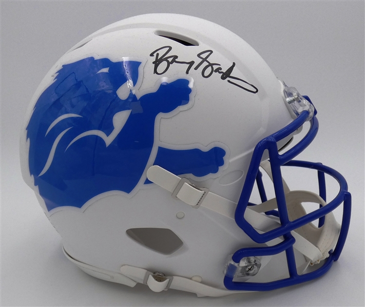 Barry Sanders Autographed Lions Amp Full Size Authentic Helmet