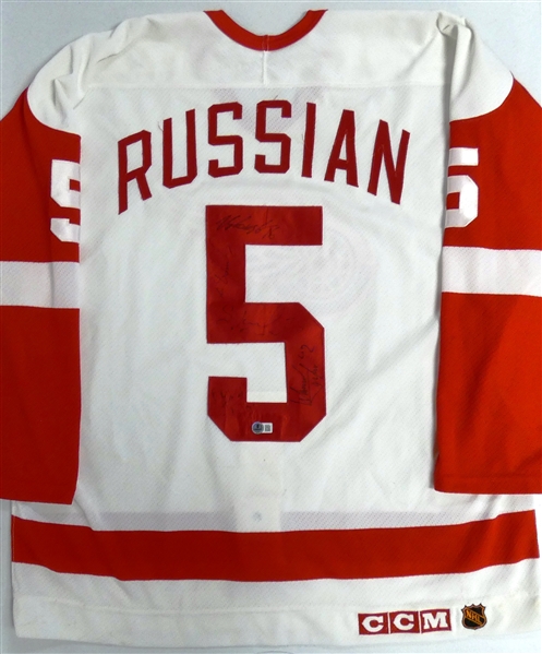 Russian 5 Autographed Red Wings Jersey