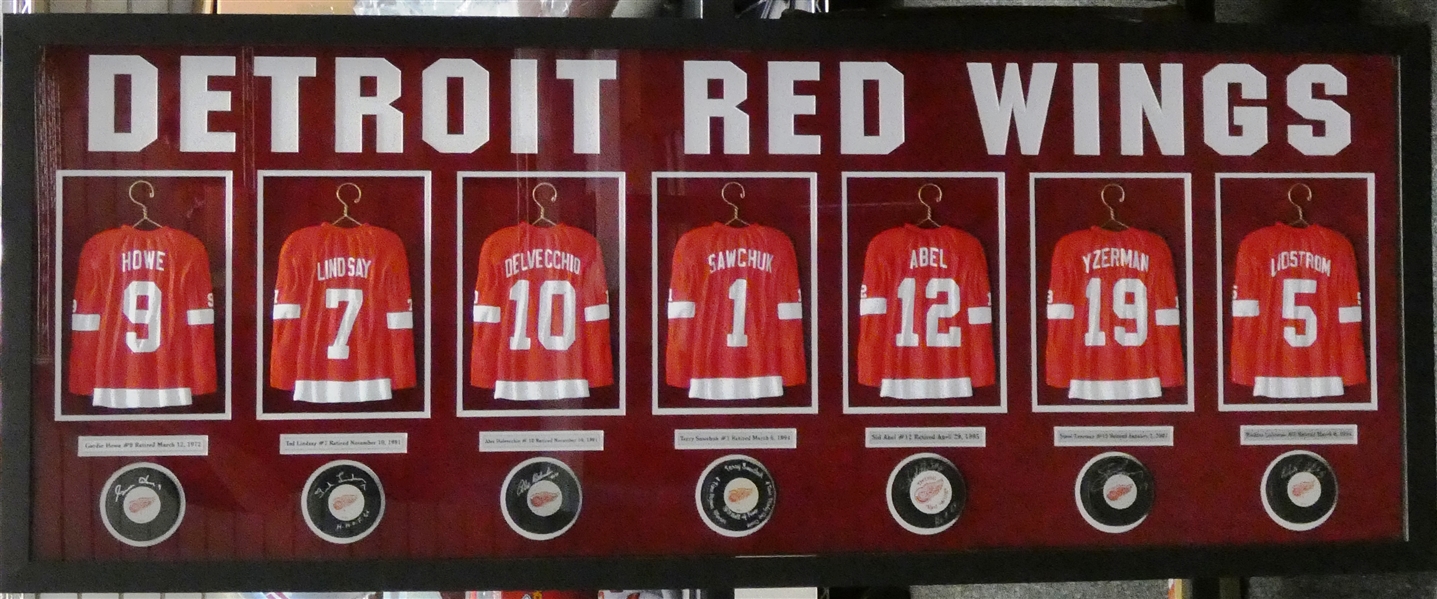 Detroit Red Wings Retired Numbers Autographed Framed Display (Pick Up Only)