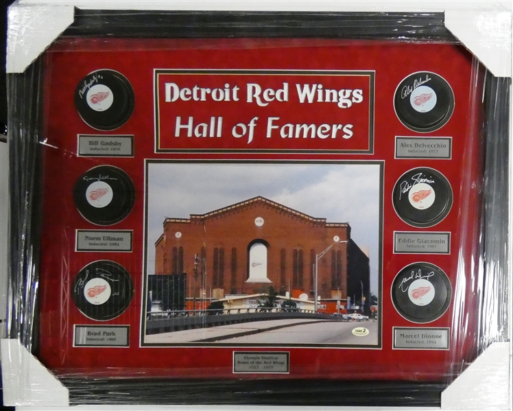 Detroit Red Wings Autographed Puck Display (Pick Up Only)