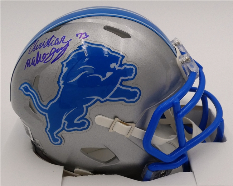 Christian Mahogany Autographed Detroit Lions Mini Helmet