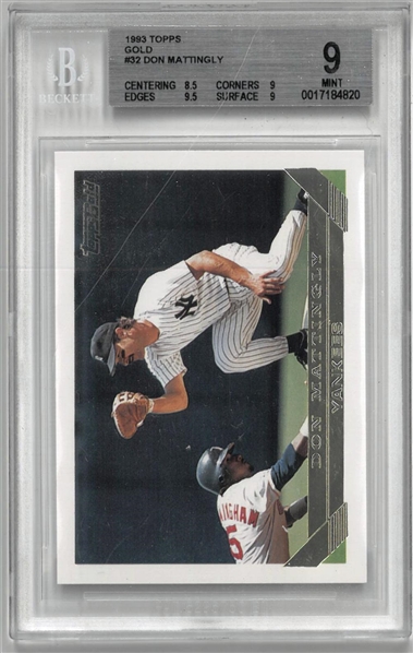 Don Mattingly BGS 9 1993 Topps Gold