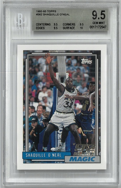 Shaquille ONeal BGS 9.5 1992-93 Topps