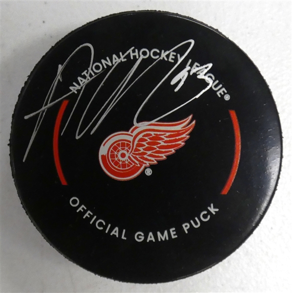 Alex DeBrincat Autographed Red Wings Puck