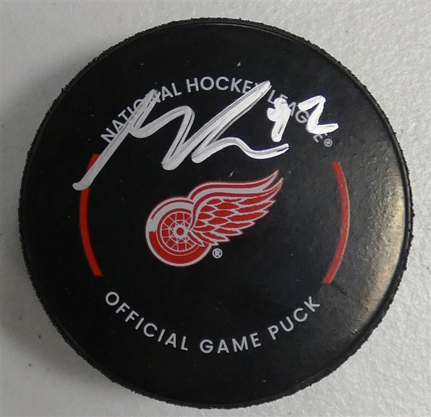 Marco Kasper Autographed Red Wings Puck