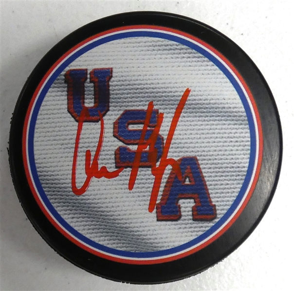 Quinn Hughes Autographed USA Puck