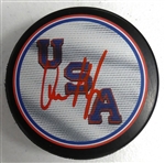 Quinn Hughes Autographed USA Puck