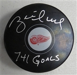 Brett Hull Autographed Red Wings Puck w/ 741 Goals