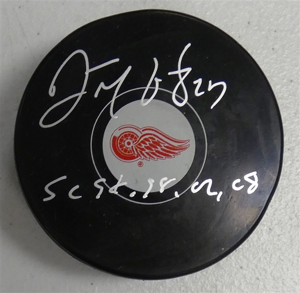 Darren McCarty Autographed Red Wings Puck w/ Cup Years
