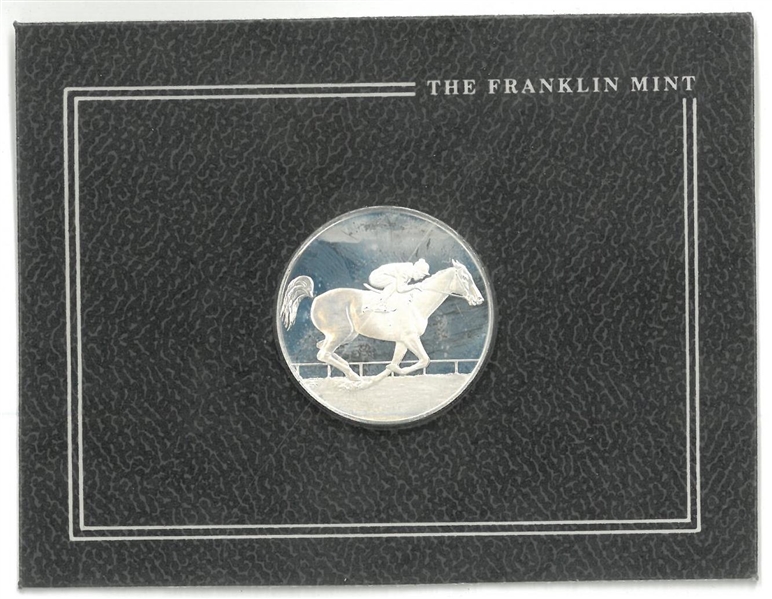 Franklin Mint .3350 Troy Oz. Silver Coin - Horse Racing