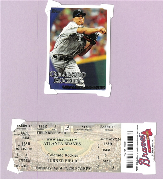 Ubaldo Jiminez No Hitter Ticket