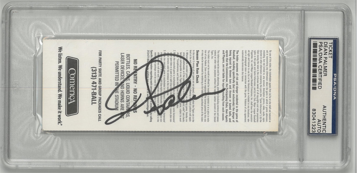 Dean Palmer Autographed Ticket