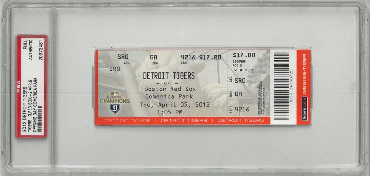 Detroit Tigers Opening Day 2012 Ticket