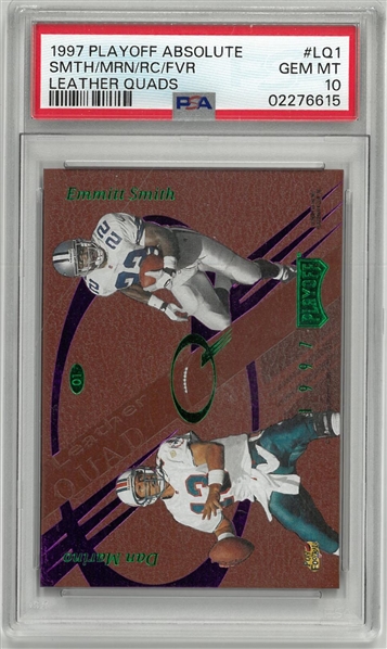 PSA 10 1997 Playoff Leather Quads Smith/Marino/Rice/Favre
