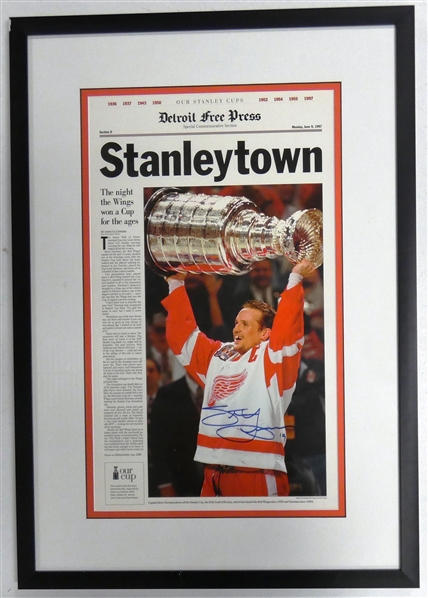Steve Yzerman Autographed Framed 1997 Cup Poster (Pick up Only)