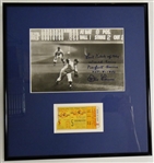 Don Larsen World Series Perfect Game Ticket & Autographed Photo Display - 1956 World Series Game 5