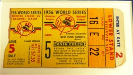 Don Larsen World Series Perfect Game Ticket & Autographed Photo Display - 1956 World Series Game 5