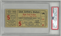 1933 World Series Game 5 Ticket Stub - NY Giants 4th Title