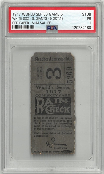 1917 World Series Game 5 Ticket Stub - White Sox vs. Giants