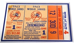 Sandy Koufax Autographed 1963 World Series Ticket Display