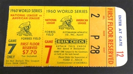 Bill Mazeroski Autographed 1960 World Series Game 7 Ticket Display