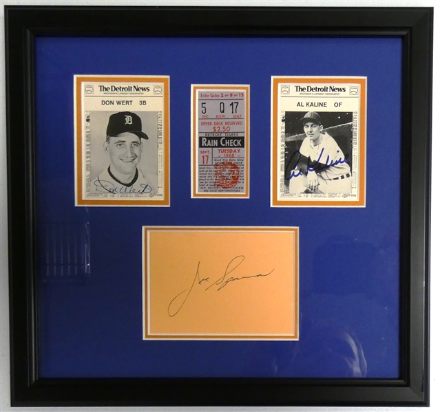1968 Detroit Tigers Pennant Clinching Ticket Display Signed by Sparma, Kaline & Wert