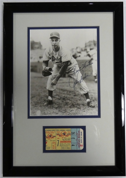 Johnny Podres Autographed 1955 World Series Game 7 Display