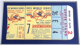 Johnny Podres Autographed 1955 World Series Game 7 Display