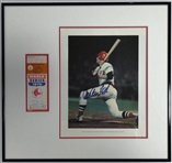Carlton Fisk Autographed 1975 World Series Game 6 Ticket Display