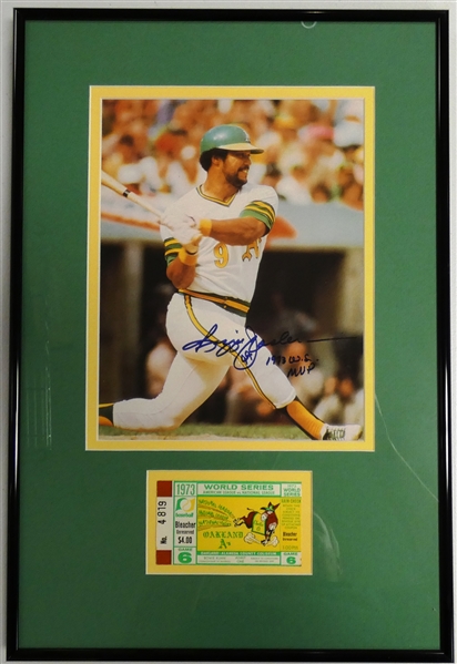 Reggie Jackson Autographed 1973 World Series Game 6 Ticket Display