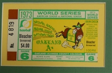 Reggie Jackson Autographed 1973 World Series Game 6 Ticket Display